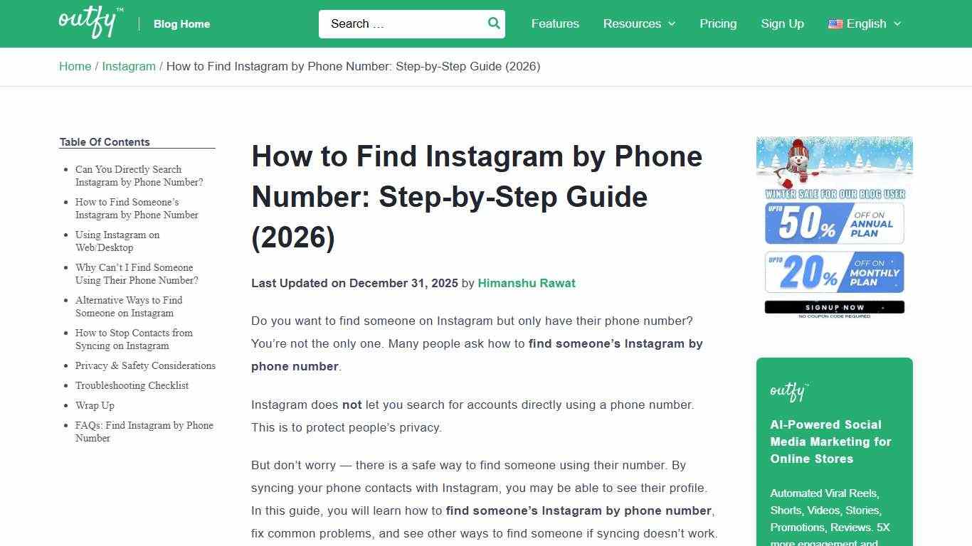 How to Find Instagram by Phone Number (2026) - Outfy